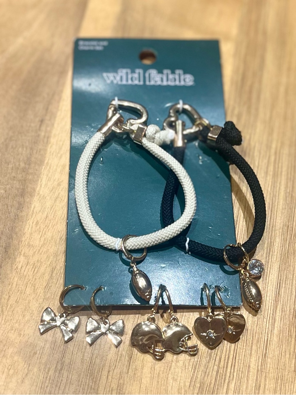 *3/$15, Wild Fable, Black & White Rope Bracelets & Earrings with Football Charms